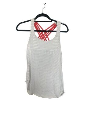 *** LISTING IS SOLD *** Lululemon White Striped Tank with Red Lattice Back